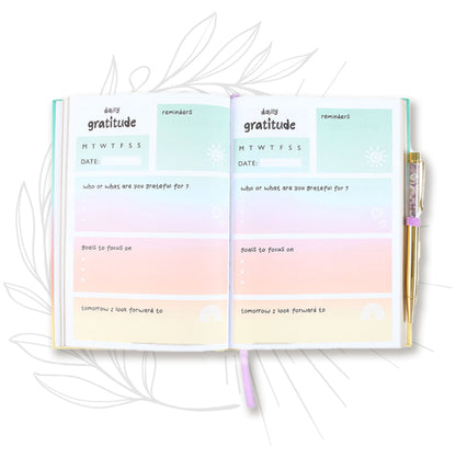 PAPETERIE | Carnet A5 journal de gratitude + Stylo avec cristaux d'améthyste