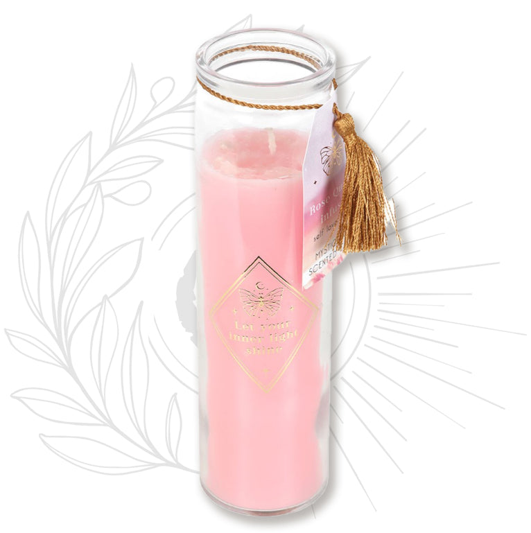 BOUGIES | Bougie tube Votive LAISSE TOI BRILLER Rose & Quartz rose